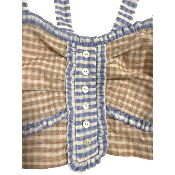 Gingham seersucker Kurt Lyle  crop top bra top small - Picture 5 of 5